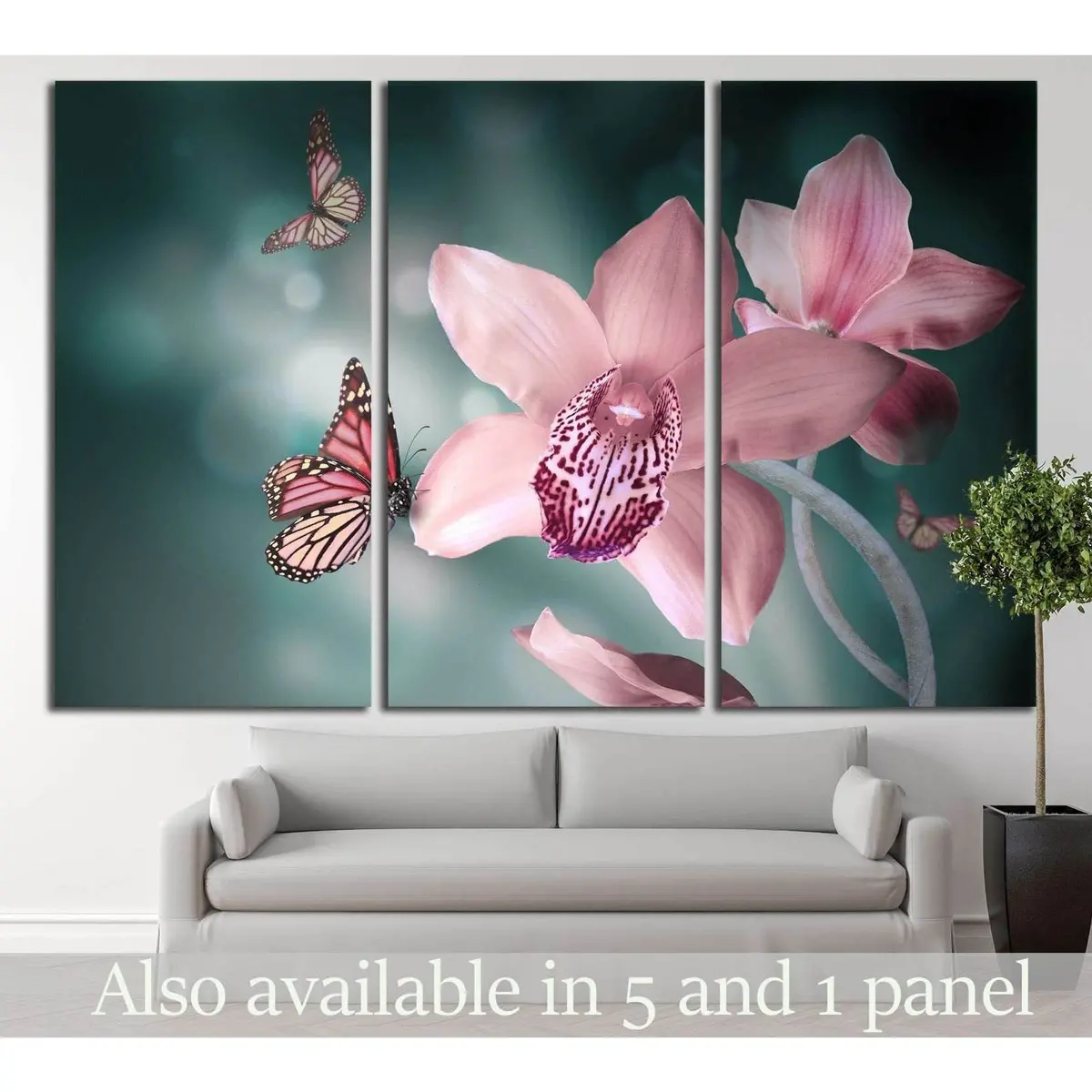Orchids With A Butterfly №729 Ready To Hang Canvas Print 5