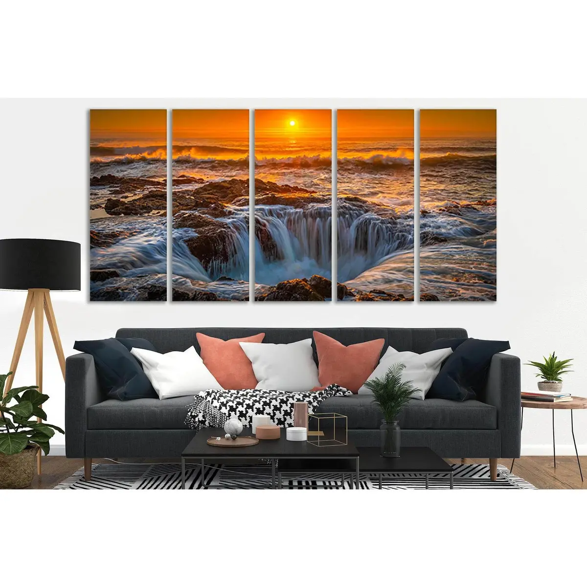 Oregon Ocean Dawn #SL212 Premium Ready-to-Hang Canvas Art Print