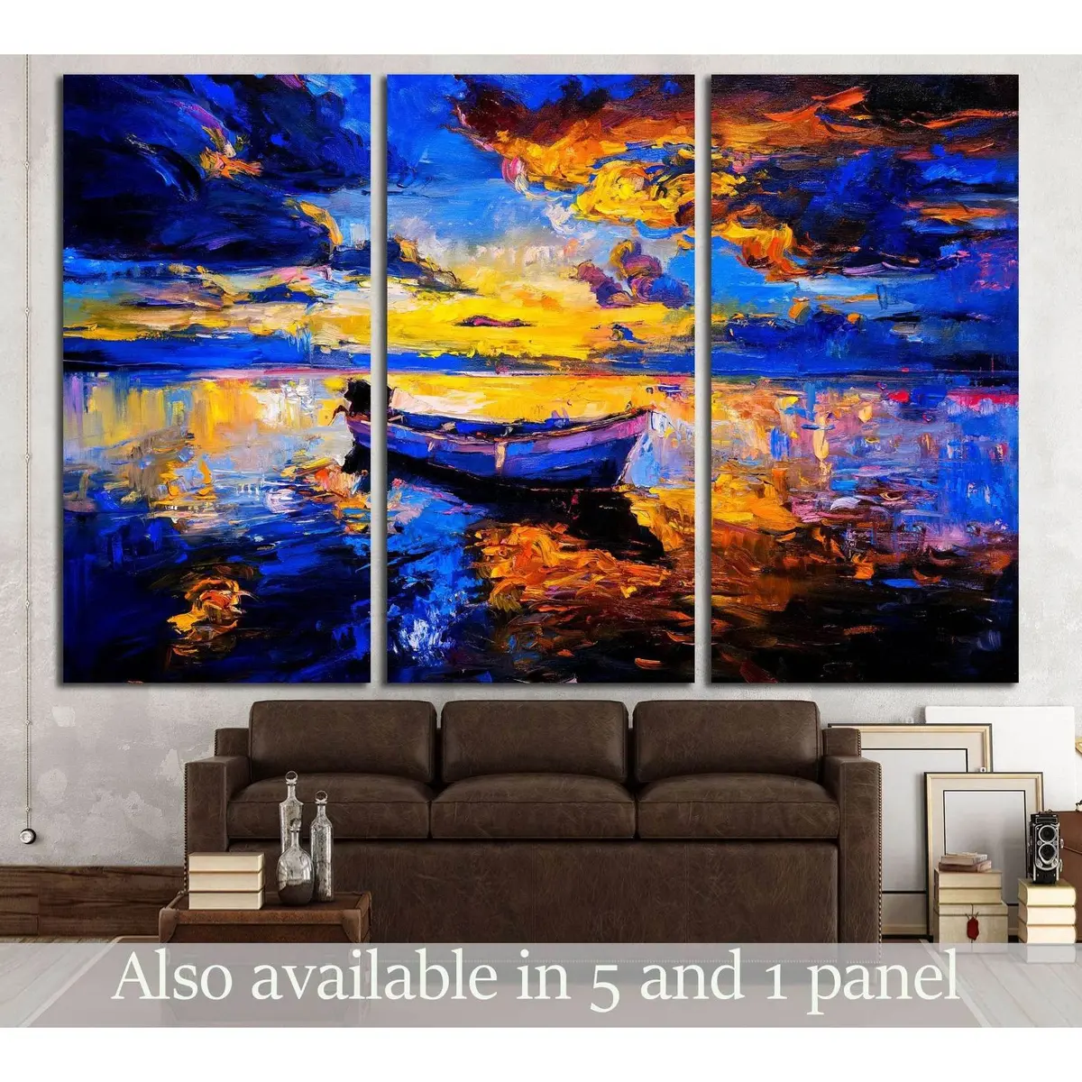 Original Oil Painting On Canvas. Sky Sunset And Boat On The Water №3240 Ready To Hang Canvas Print 5
