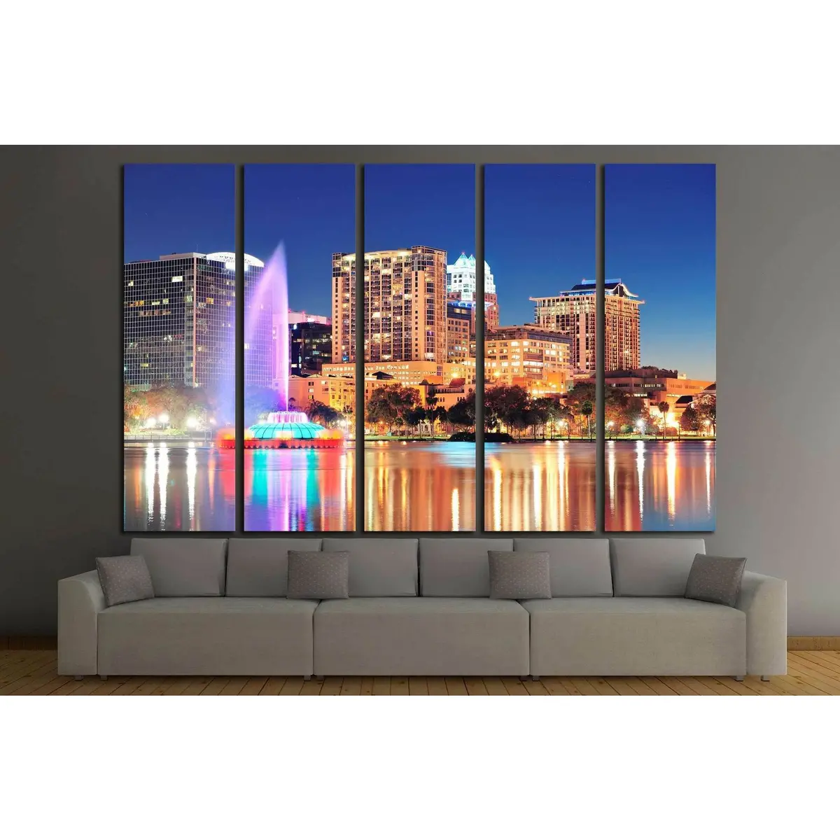 Orlando City Skyline & Lake Eola Wall Art — Premium Ready-to-Hang Canvas Print - Image 3