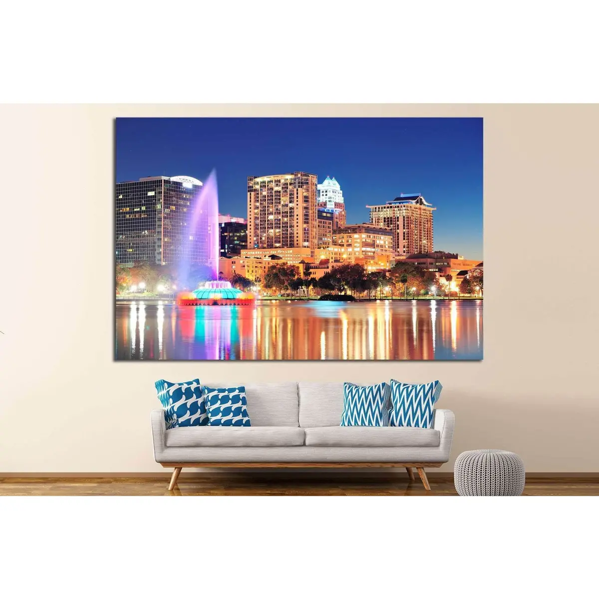 Orlando Downtown Skyline, Lake Eola №1202 Ready To Hang Canvas Print 2