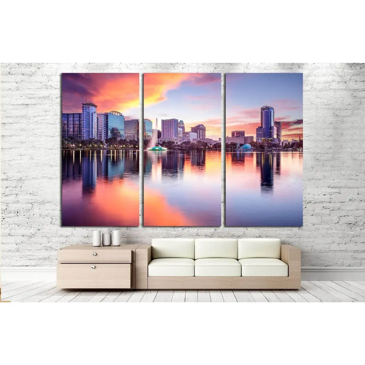 Orlando, Florida, Usa Downtown City Skyline From Eola Park №1691 Ready To Hang Canvas Print 3