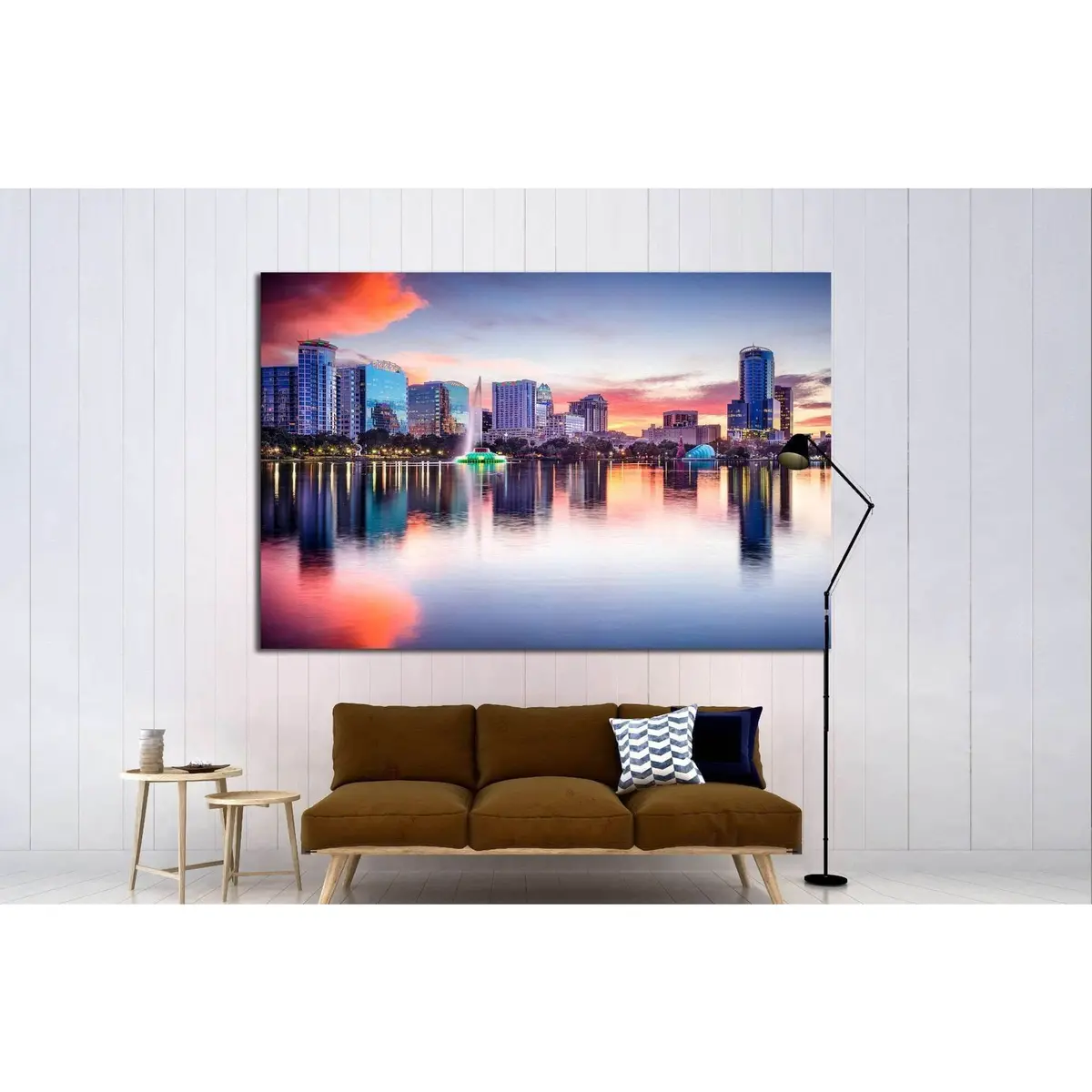 Orlando, Florida, Usa Skyline At Eola Lake №1696 Ready To Hang Canvas Print 3