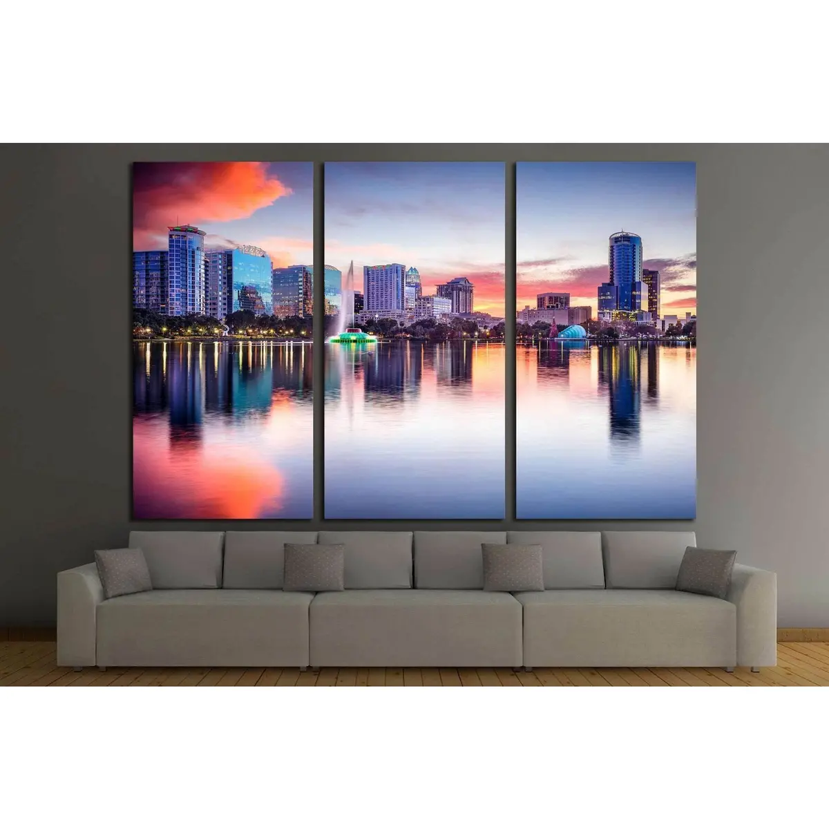 Orlando, Florida, Usa Skyline At Eola Lake №1696 Ready To Hang Canvas Print 5