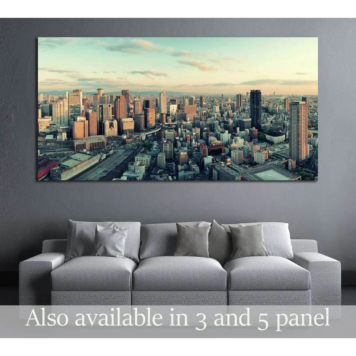 Osaka Urban City Rooftop View. Japan №3013 Ready To Hang Canvas Print 1