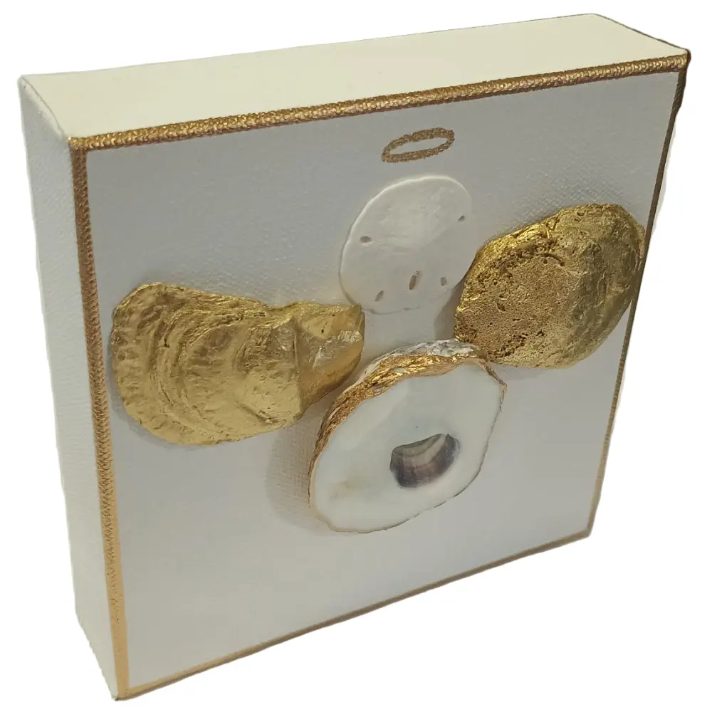 Ten-Twenty-Six Angel & Nativity Wrapped Canvas Sea Shell Art Blocks - 6" X 6" 1