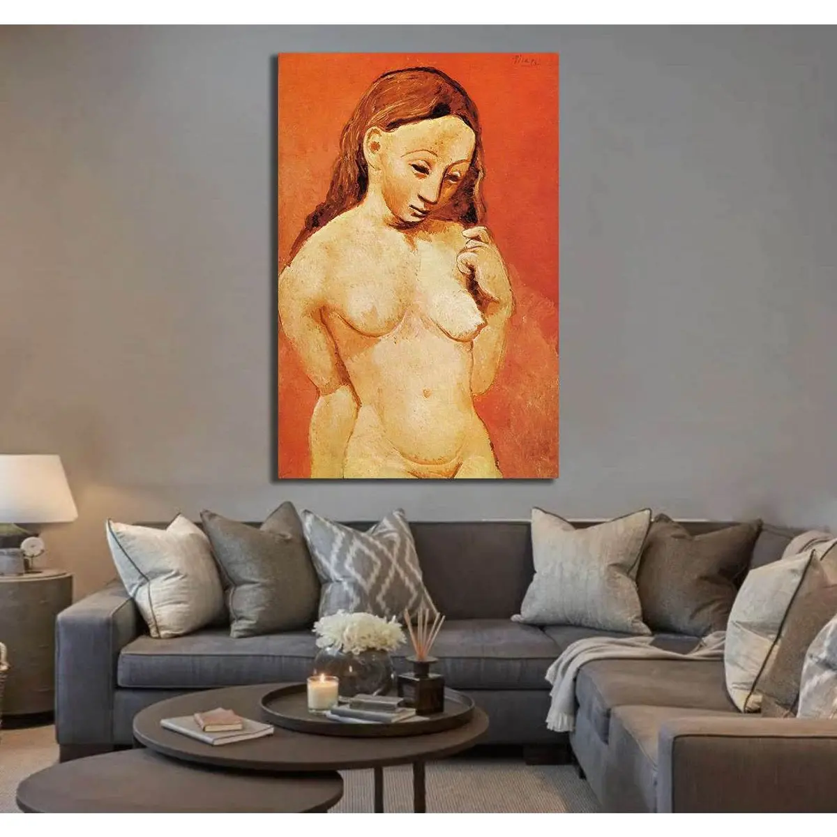 Pablo Picasso, Nude Against A Red Background - Ready To Hang Canvas Print 2