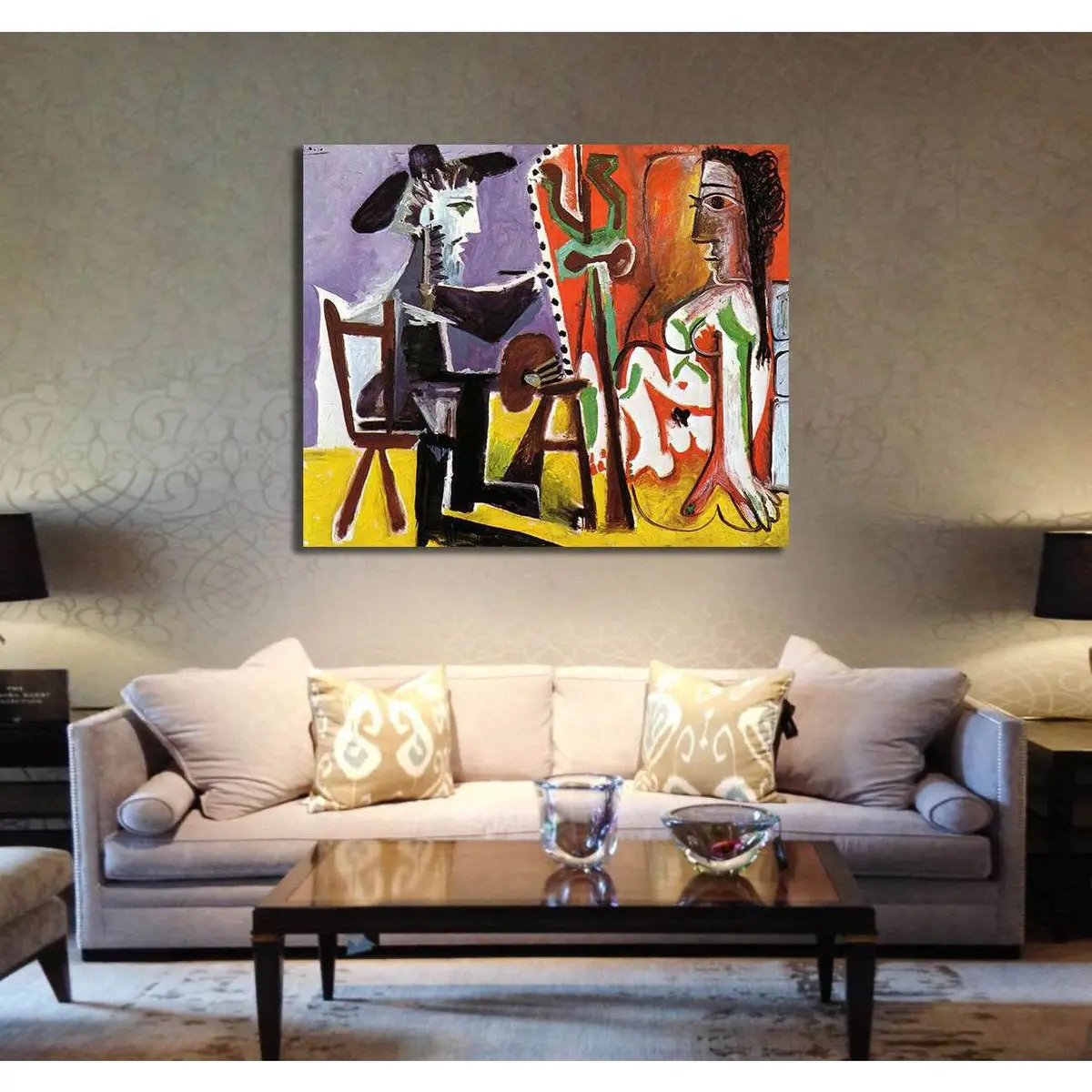 Pablo Picasso, Still Life With Cards, Glasses And A Bottle Of Rum- 'Vive La France' - Ready To Hang Canvas Print 3