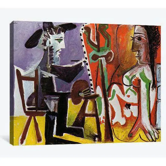 Pablo Picasso, Still Life With Cards, Glasses And A Bottle Of Rum- 'Vive La France' - Ready To Hang Canvas Print 1
