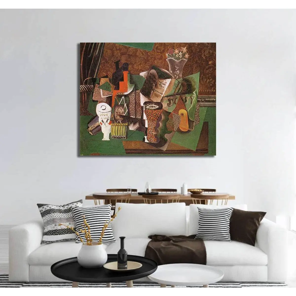 Pablo Picasso, Still Life With Cards, Glasses And A Bottle Of Rum- Vive La France - Ready To Hang Canvas Print 2