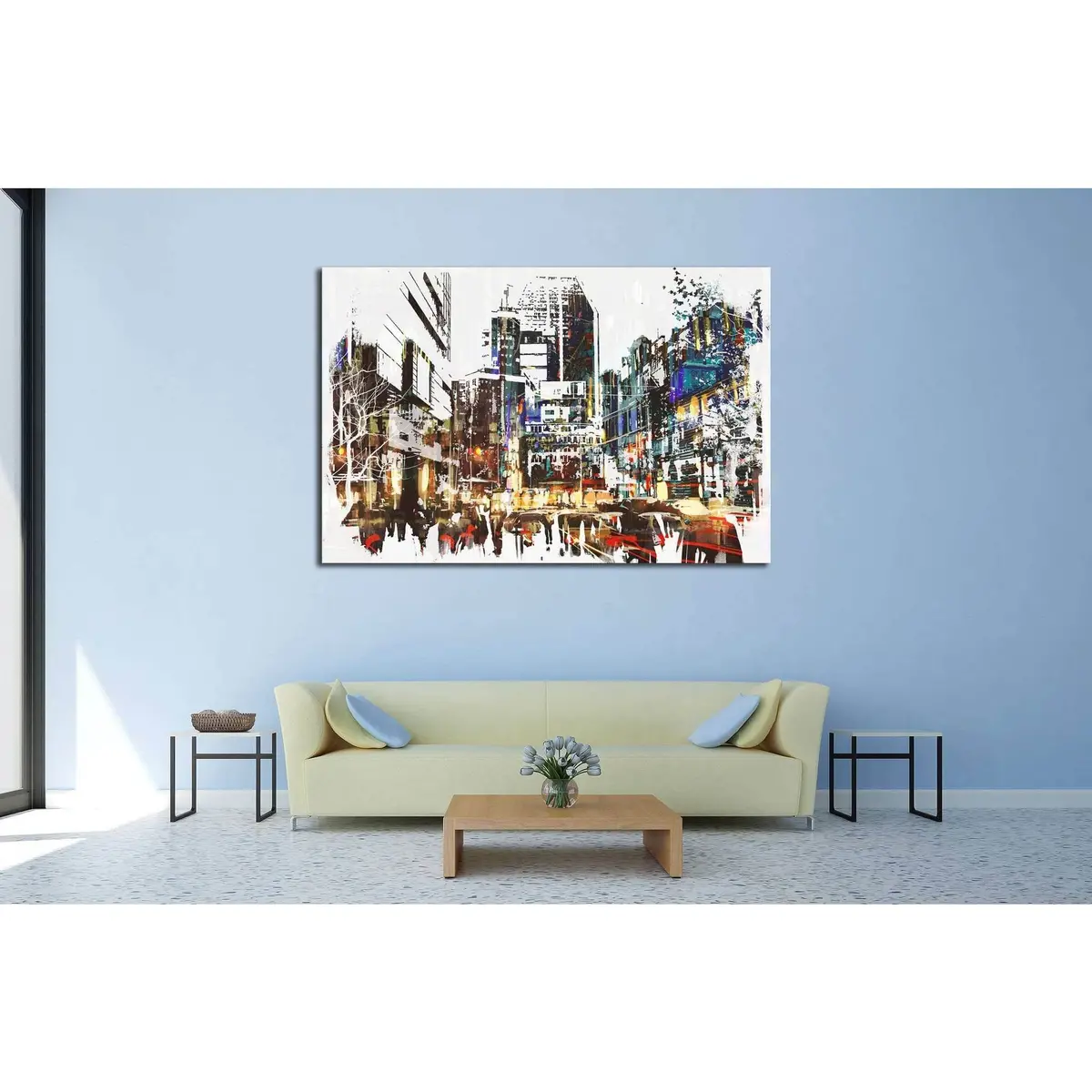 Painted City №534 Ready To Hang Canvas Print 3
