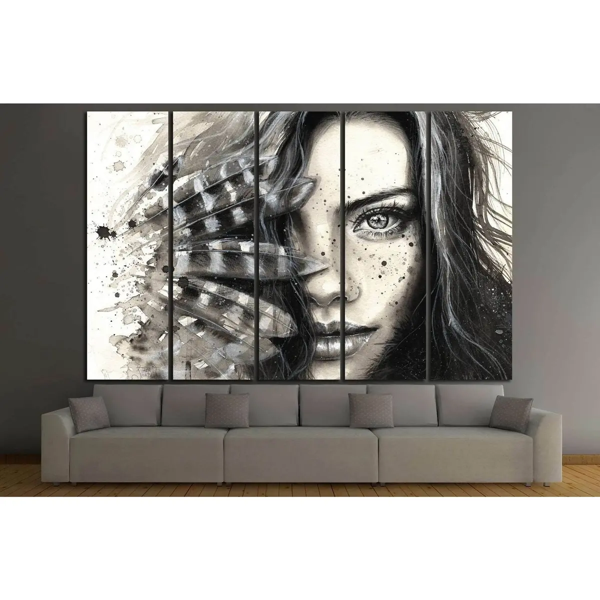 Painted Girl #722 Canvas Wall Art – Pre-Strung Ready-to-Hang Print - Image 3