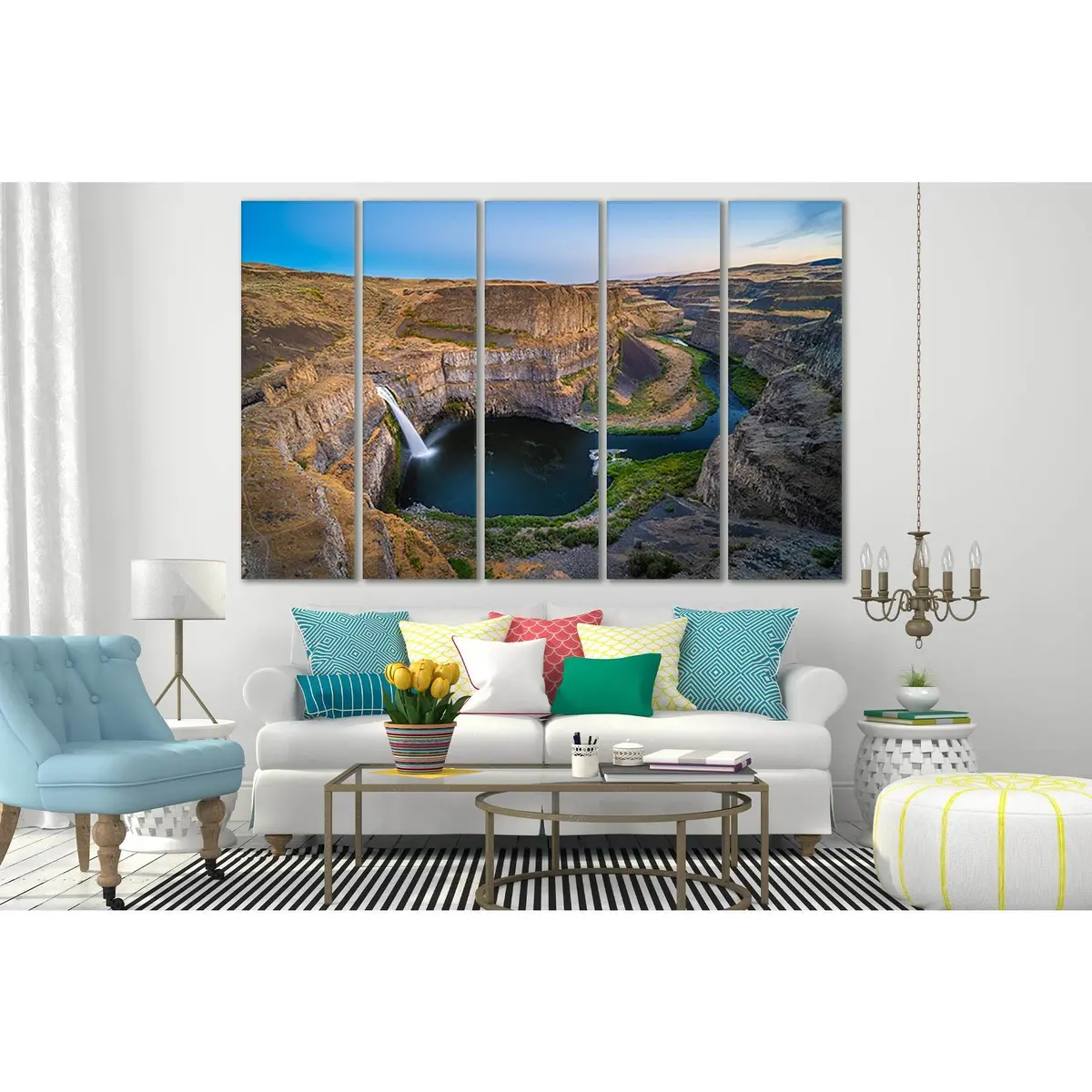 Palau Waterfalls SL470 Premium Canvas Wall Art Print - Image 3