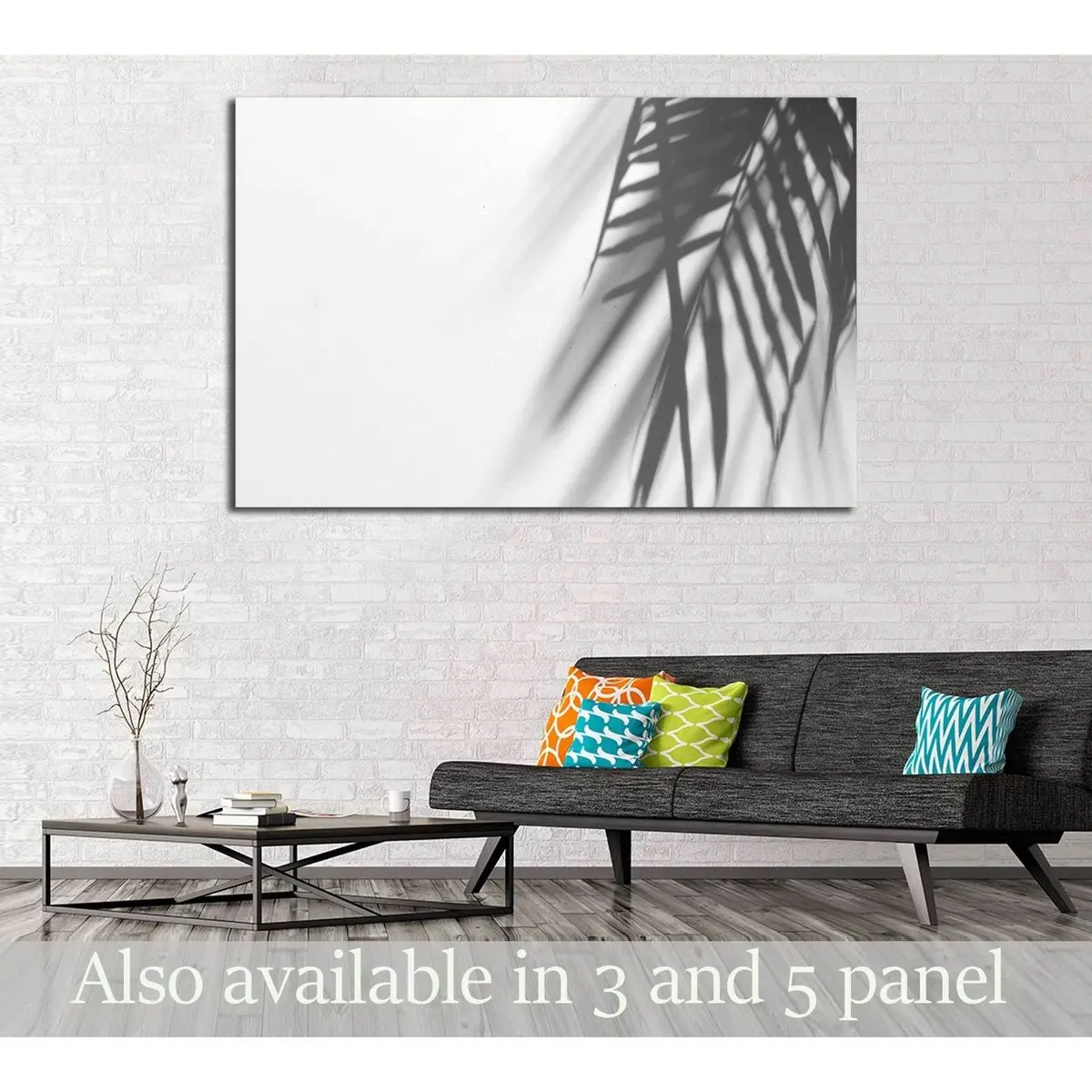 Palm Leaf Shadow On White Canvas №2826 Ready To Hang Canvas Print 1