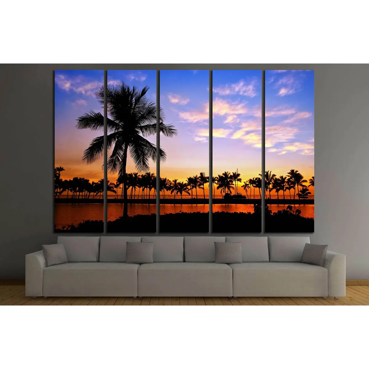 Hawaii Palm Tree Silhouette Canvas Art #2698 – Premium Ready-to-Hang Wall Decor - Image 3