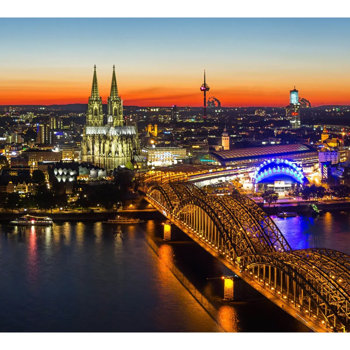 Panoramic View Of Cologne City At Sunset, Germany №50 Ready To Hang Canvas Print 2