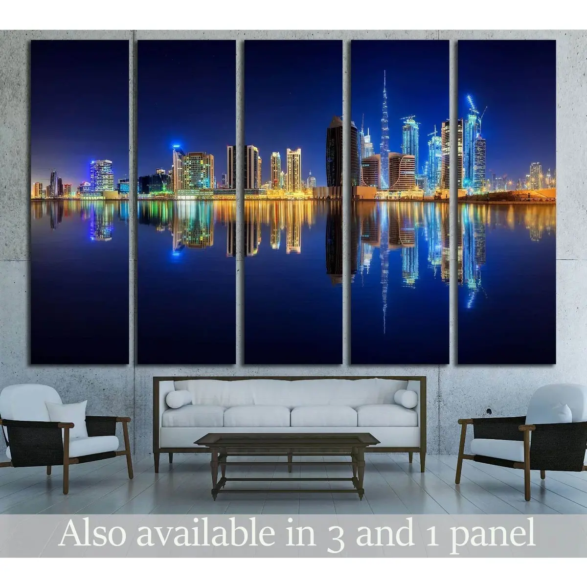 Dubai Business Bay Panoramic Canvas Wall Art – Ready-to-Hang Print #2388