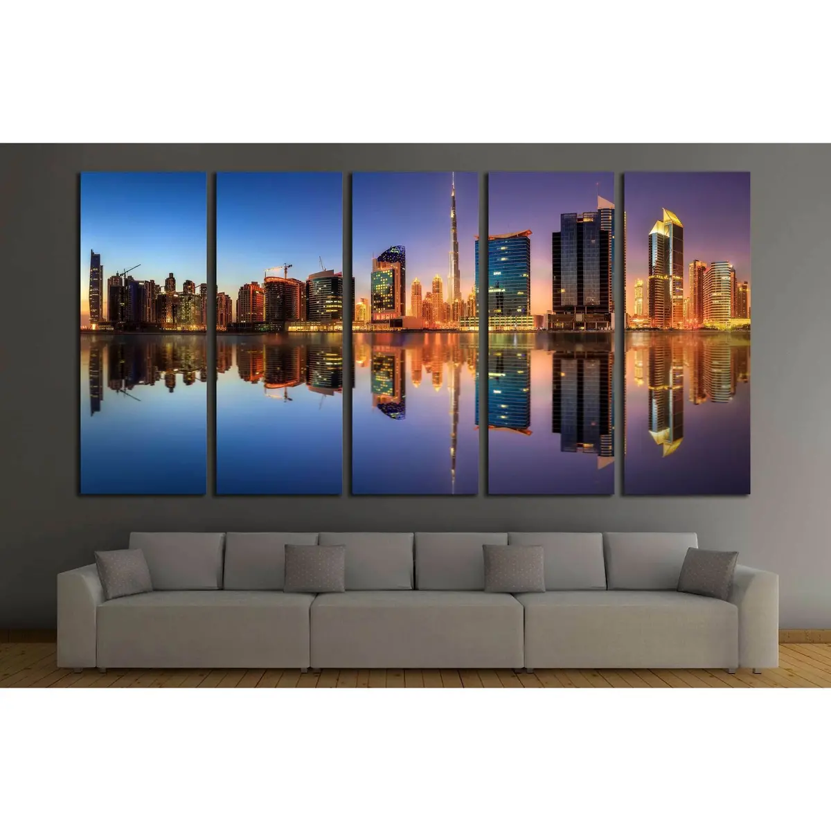 Dubai Business Bay Panoramic Canvas Wall Art – Ready-to-Hang Print #2973 - Image 3