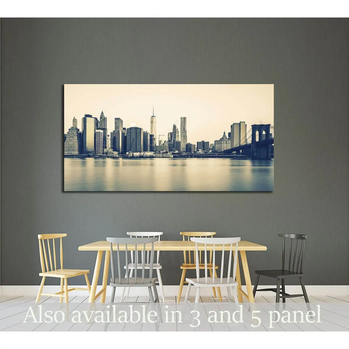 Panoramic View Of New York City Manhattan №3000 Ready To Hang Canvas Print 1