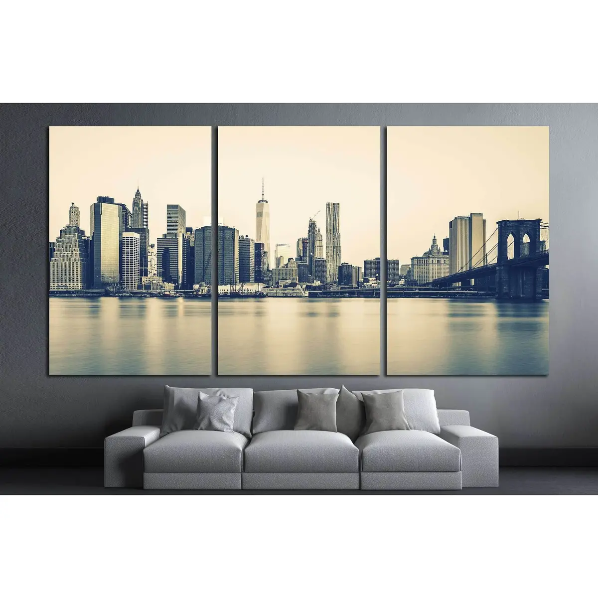 Panoramic View Of New York City Manhattan №3000 Ready To Hang Canvas Print 5