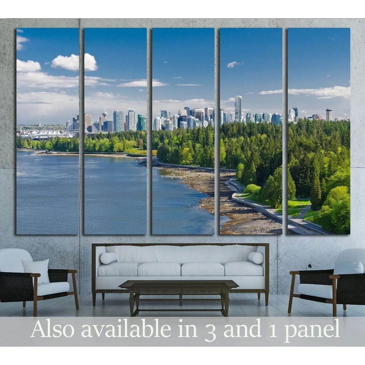 Vancouver Park and Downtown Skyline Panoramic Canvas Art Print #2035