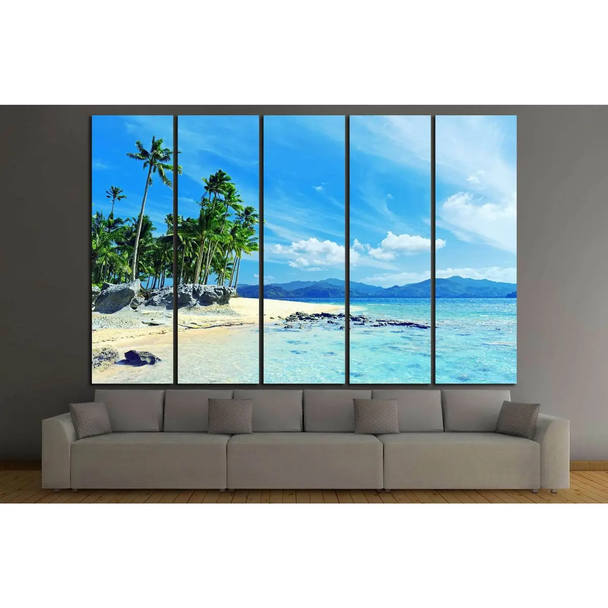 Tropical Beach Scene #1018 Canvas Wall Art Print - Image 3