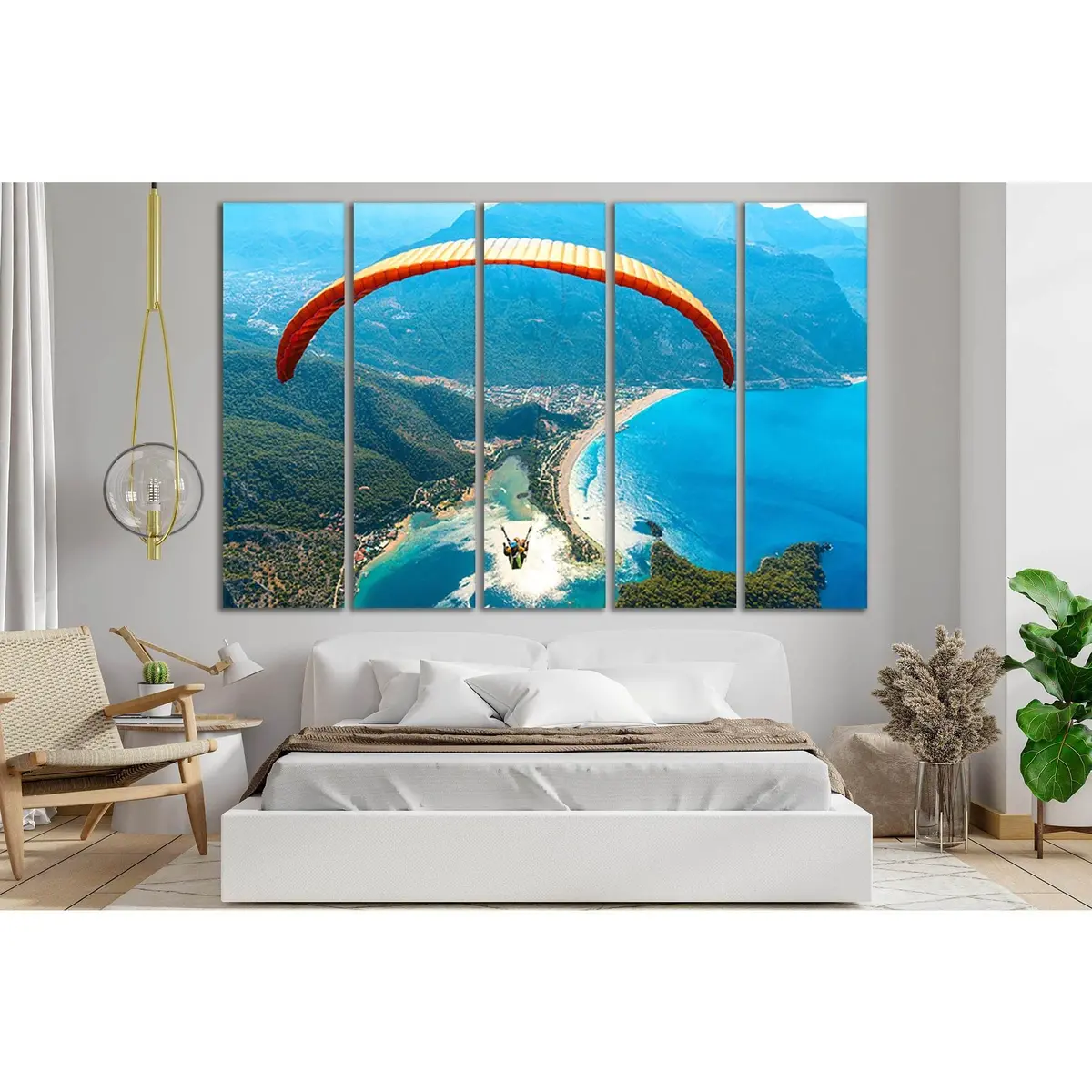 Aerial Paragliding Scene Over the Turkish Coast – SL149 Ready-to-Hang Canvas Art - Image 3