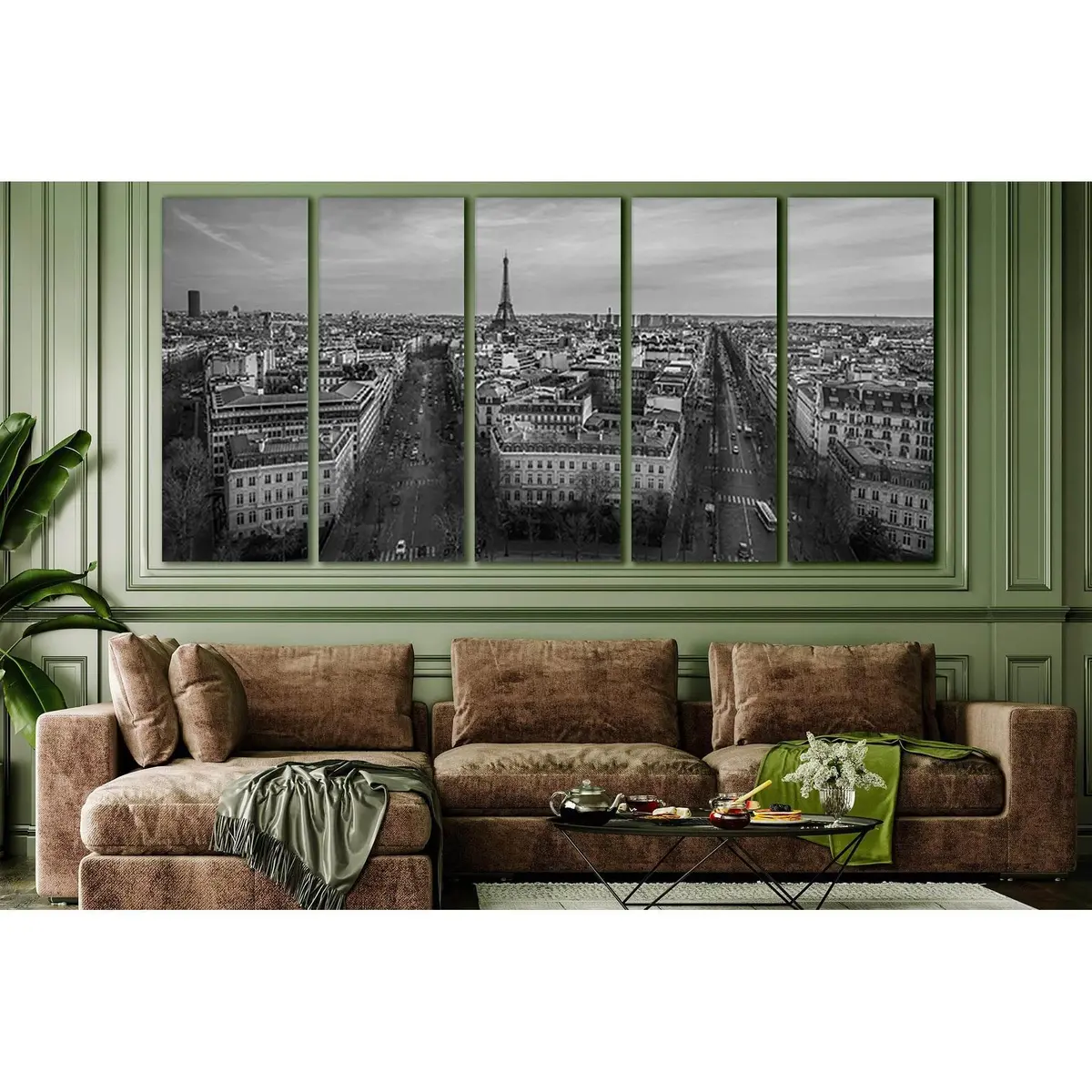 Black & White Paris Panoramic Canvas Art – Pre-Stretched, Ready-to-Hang