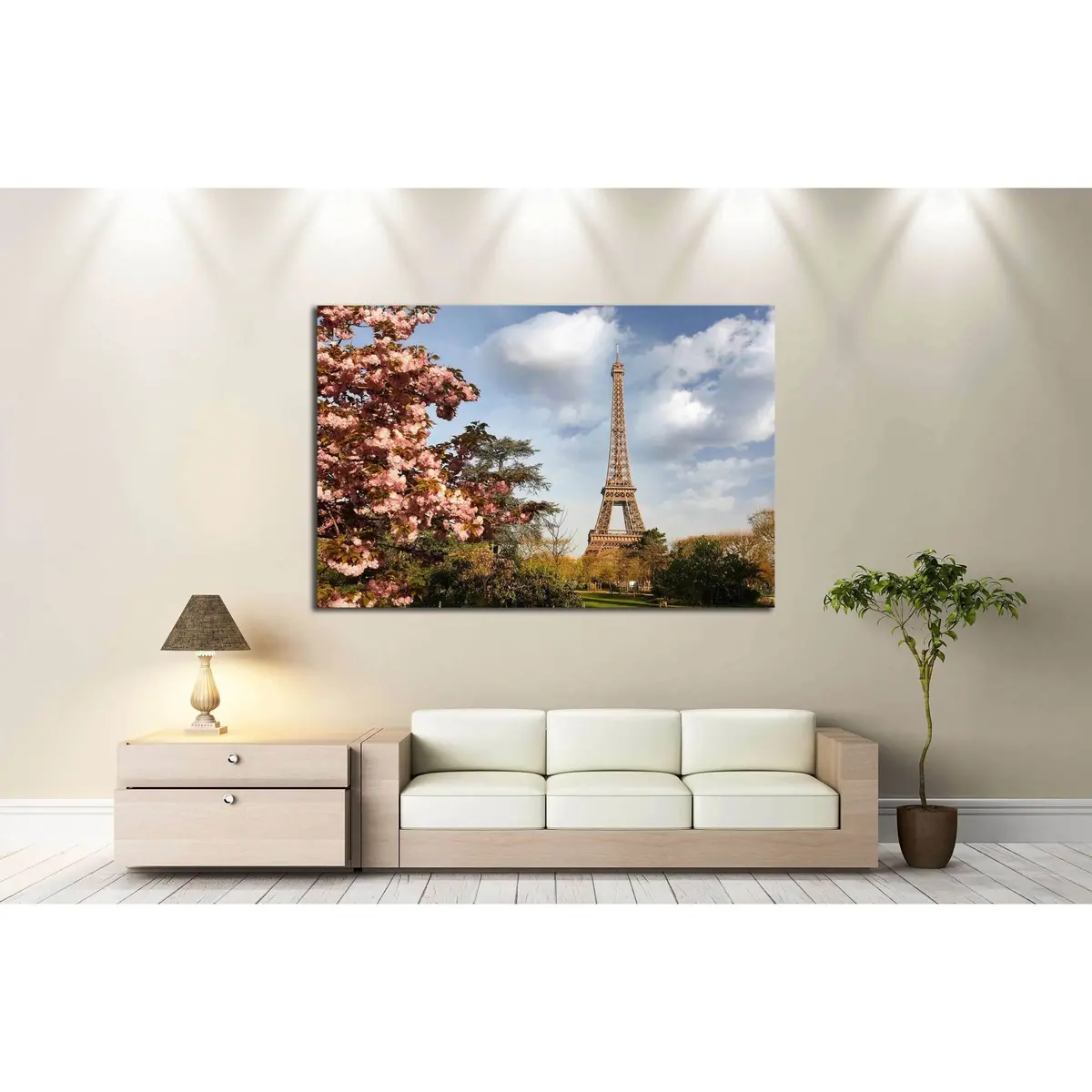 Paris, Eiffel Tower In Spring №2590 Ready To Hang Canvas Print 3