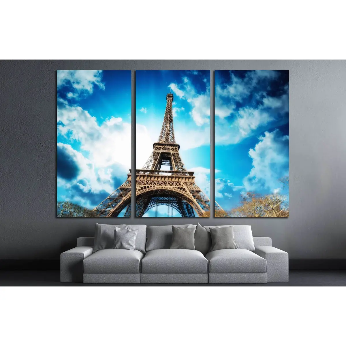 Paris - La Tour Eiffel. Wonderful Sunset Colors In Winter Season. №2617 Ready To Hang Canvas Print 5