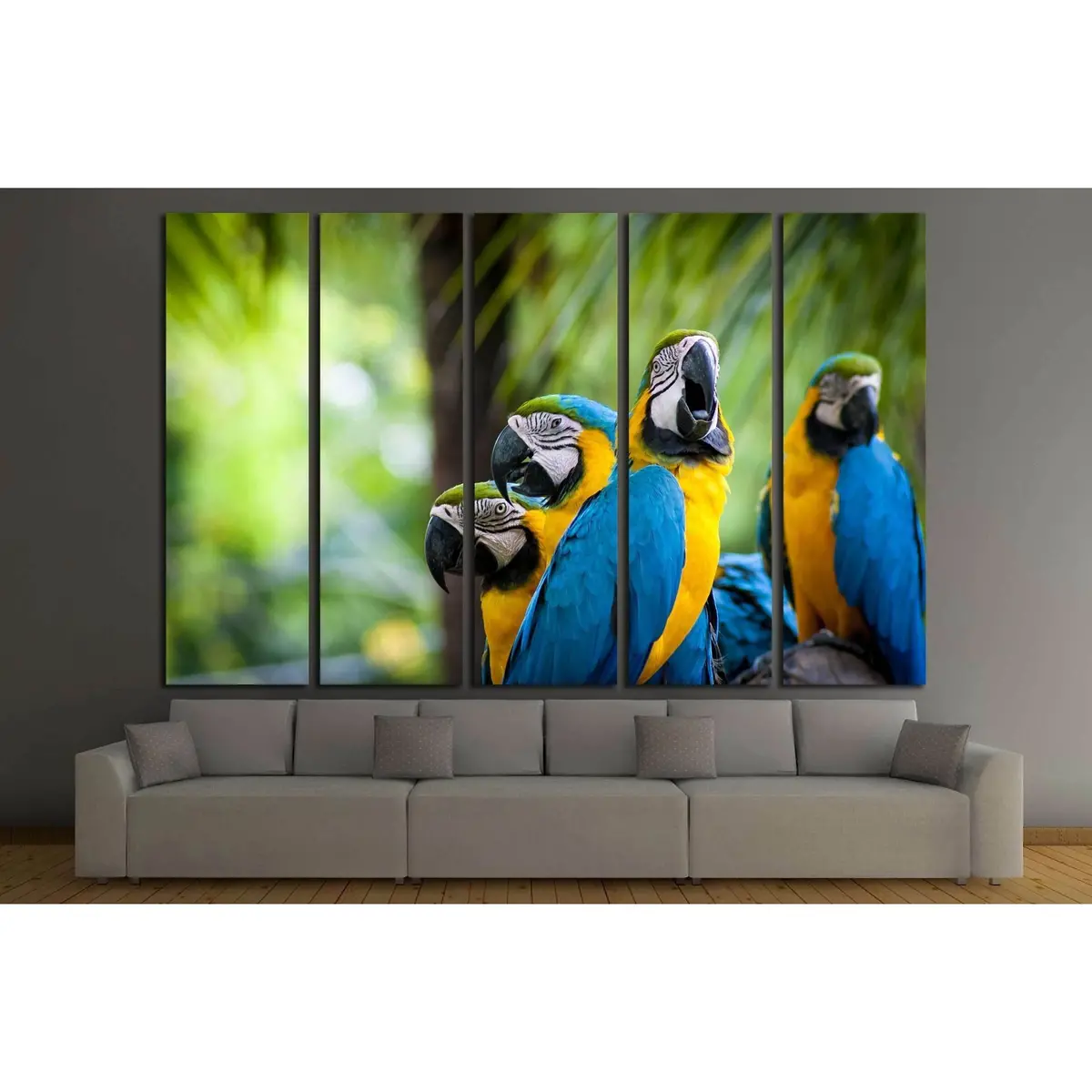 Vibrant Parrot Perched on Wooden Bar – Ready-to-Hang Canvas Wall Art Print #2790 - Image 3