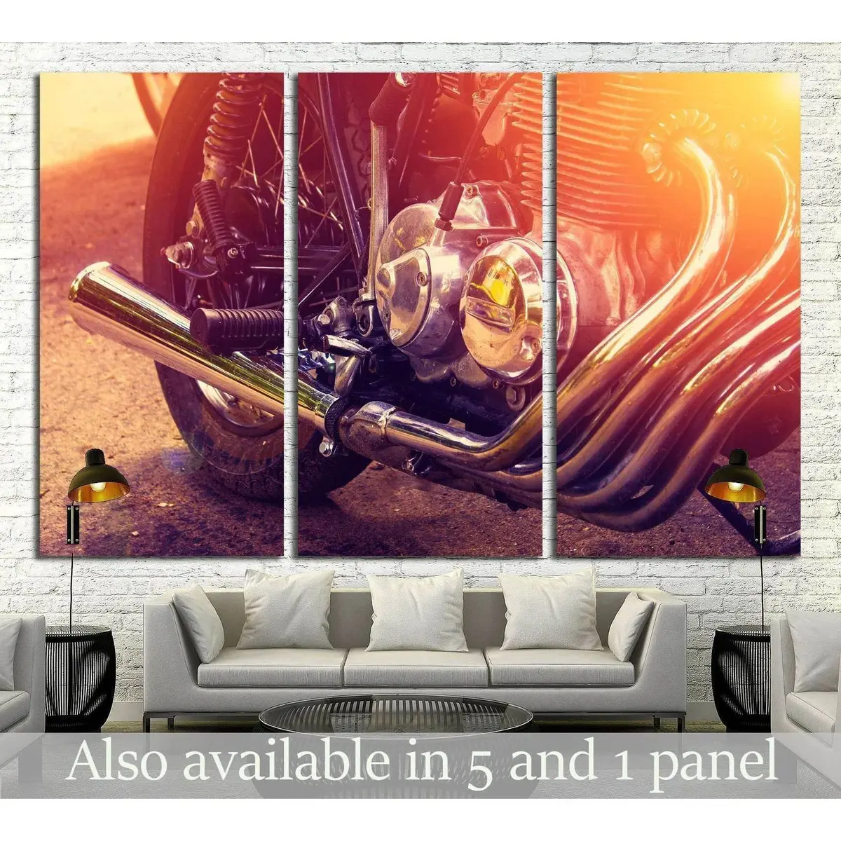 Part Of The Motorcycle. Close Up. Soft Lighting Effect №1883 Ready To Hang Canvas Print 1