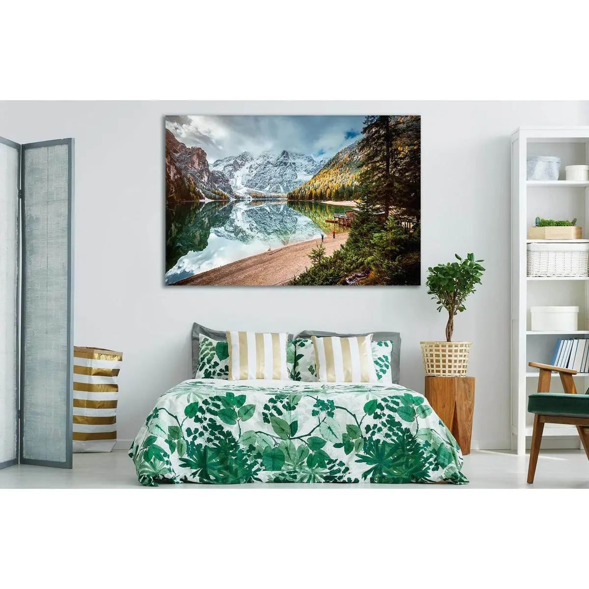 Peaceful Alpine Lake Braies №Sl22 Ready To Hang Canvas Print 1