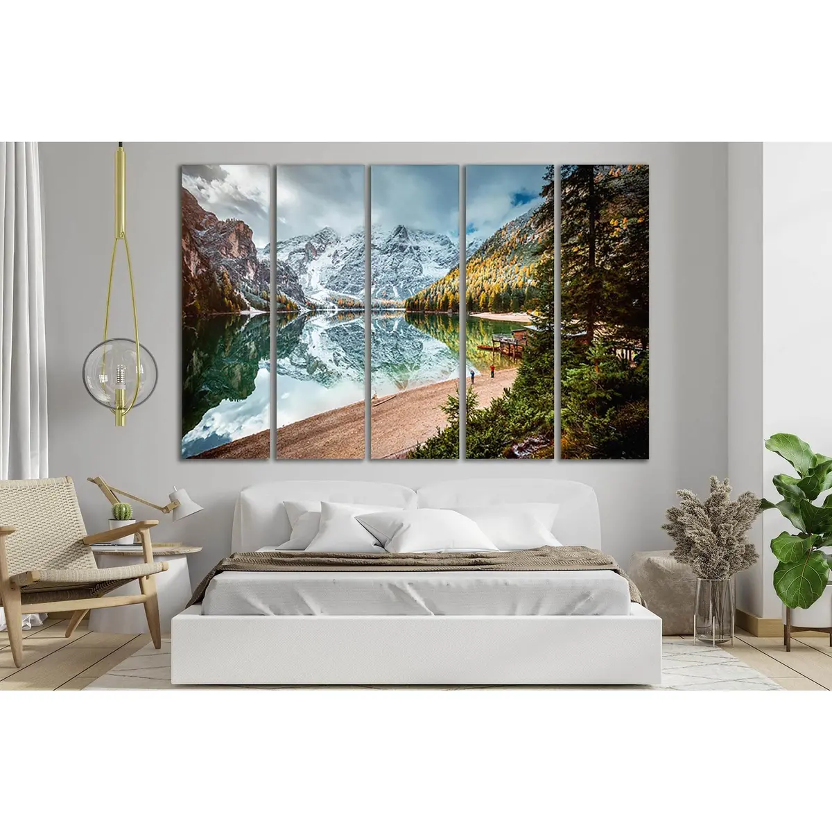 Serene Alpine Lake Braies SL22 Canvas Wall Art Print - Image 3
