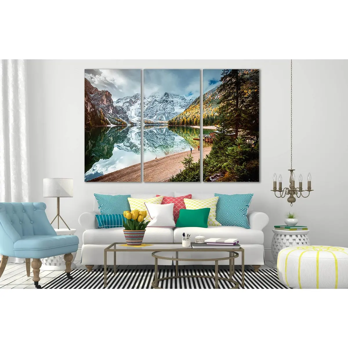 Peaceful Alpine Lake Braies №Sl22 Ready To Hang Canvas Print 5