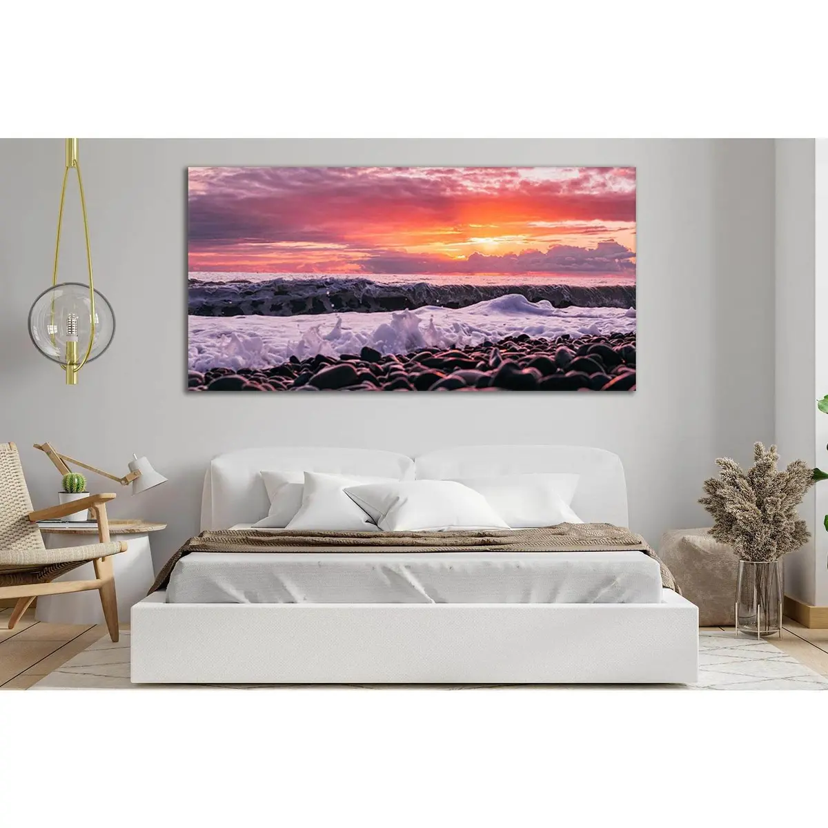Pebbles Pink Sunset №Sl130 Ready To Hang Canvas Print 2