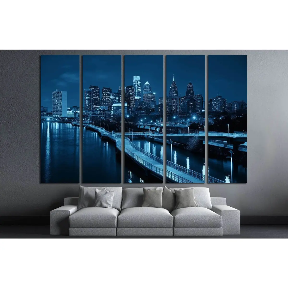Philadelphia Night Skyline Canvas Art – Modern Urban Architecture Wall Decor (2013 Edition) - Image 3