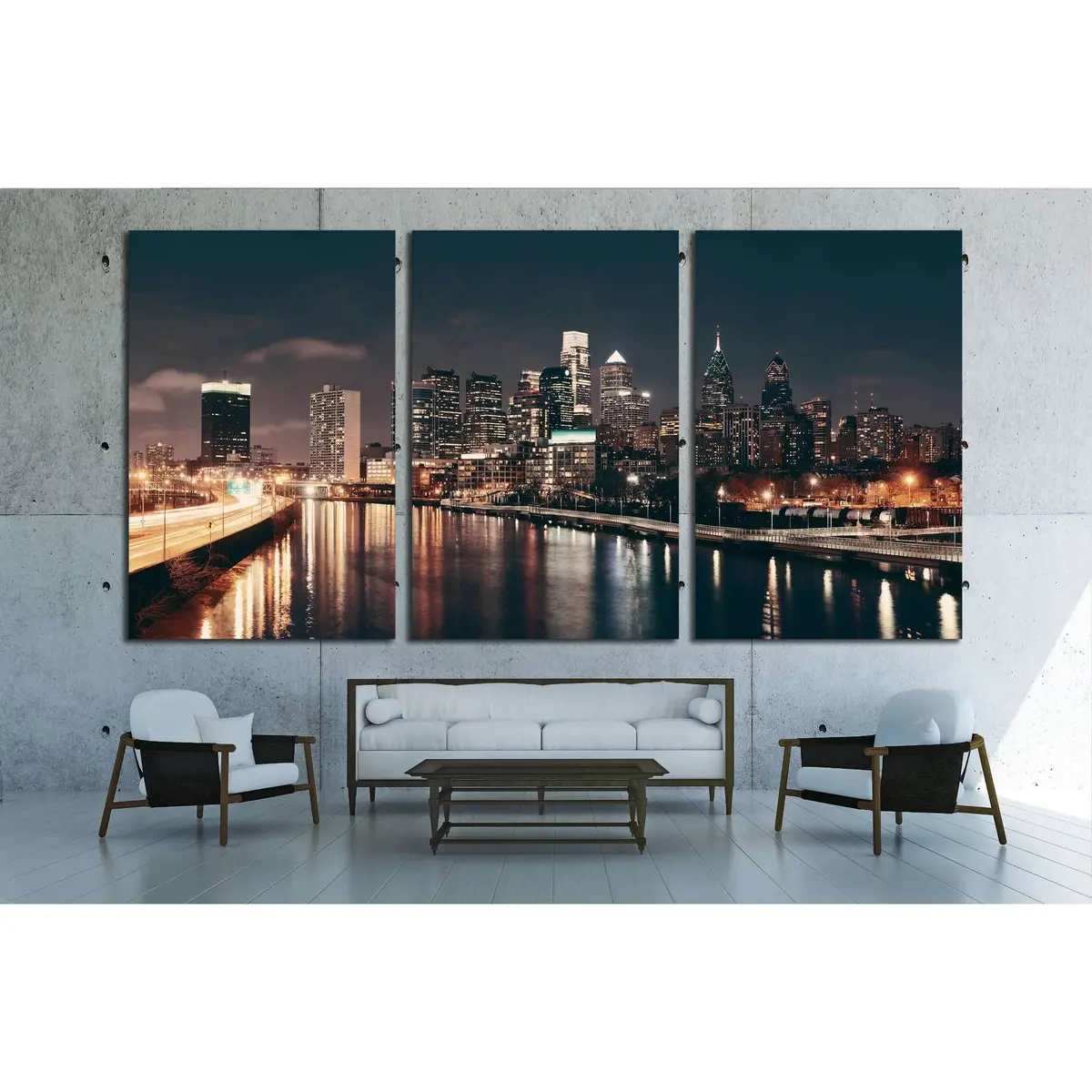 Philadelphia Skyline At Night With Urban Architecture №2030 Ready To Hang Canvas Print 5