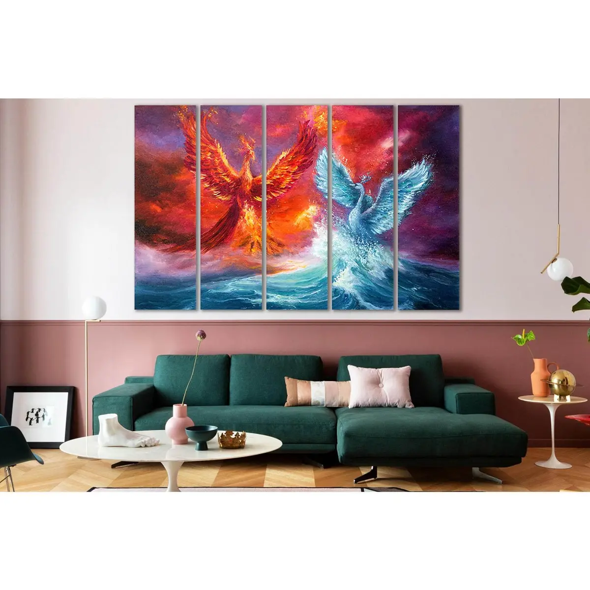 Spiritual Phoenix and Swan Canvas Art Print №SL596 – Ready-to-Hang Wall Decor - Image 3