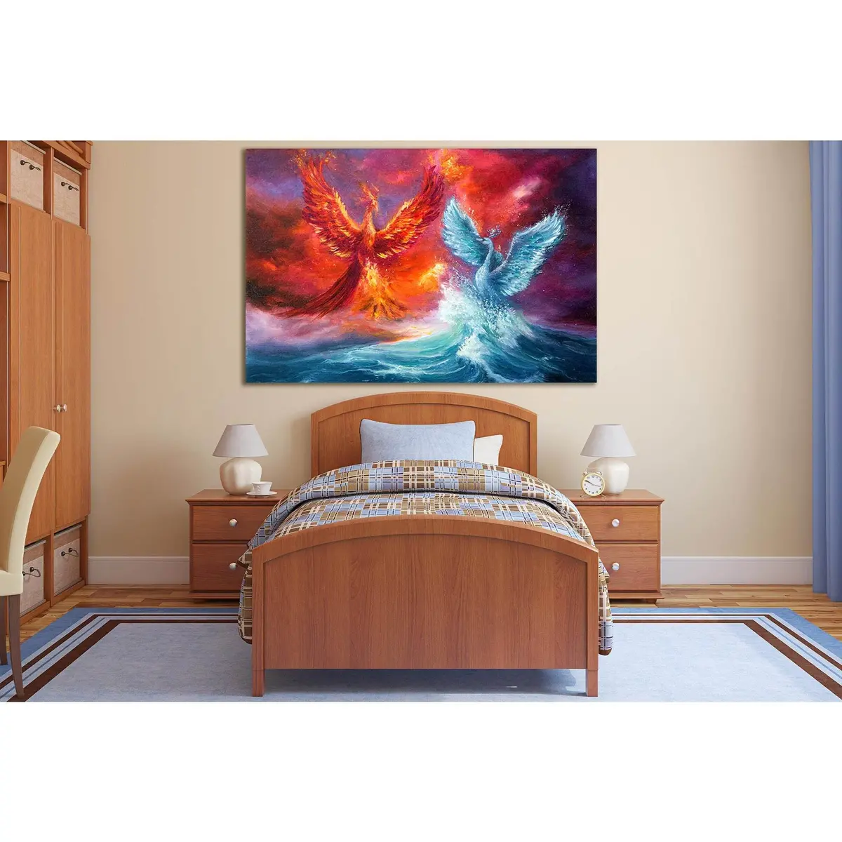 Phoenix And Spiritual Swan From Waves №Sl596 Ready To Hang Canvas Print 1