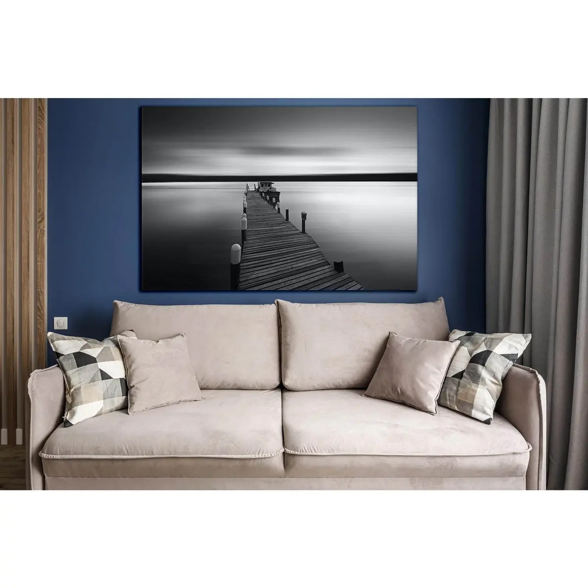 Pier Over Sea Against Sky Black End White №Sl875 Ready To Hang Canvas Print 1