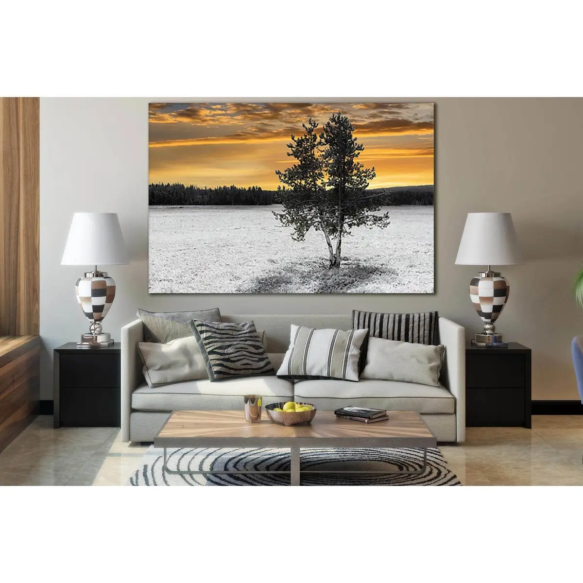 Pine In The Field In Winter №Sl804 Ready To Hang Canvas Print 1