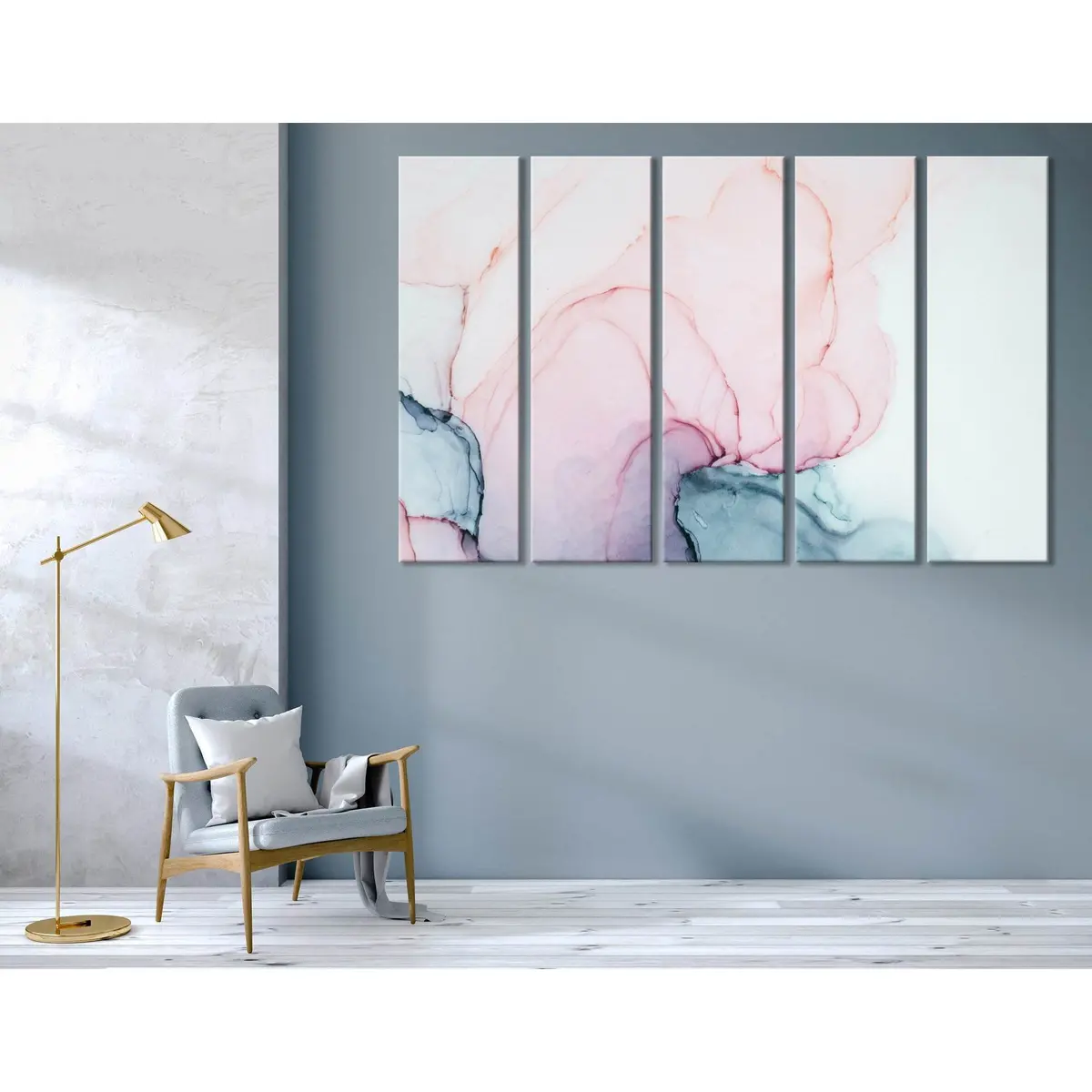 Premium Pink and Green Abstract Canvas Wall Art Print №04352