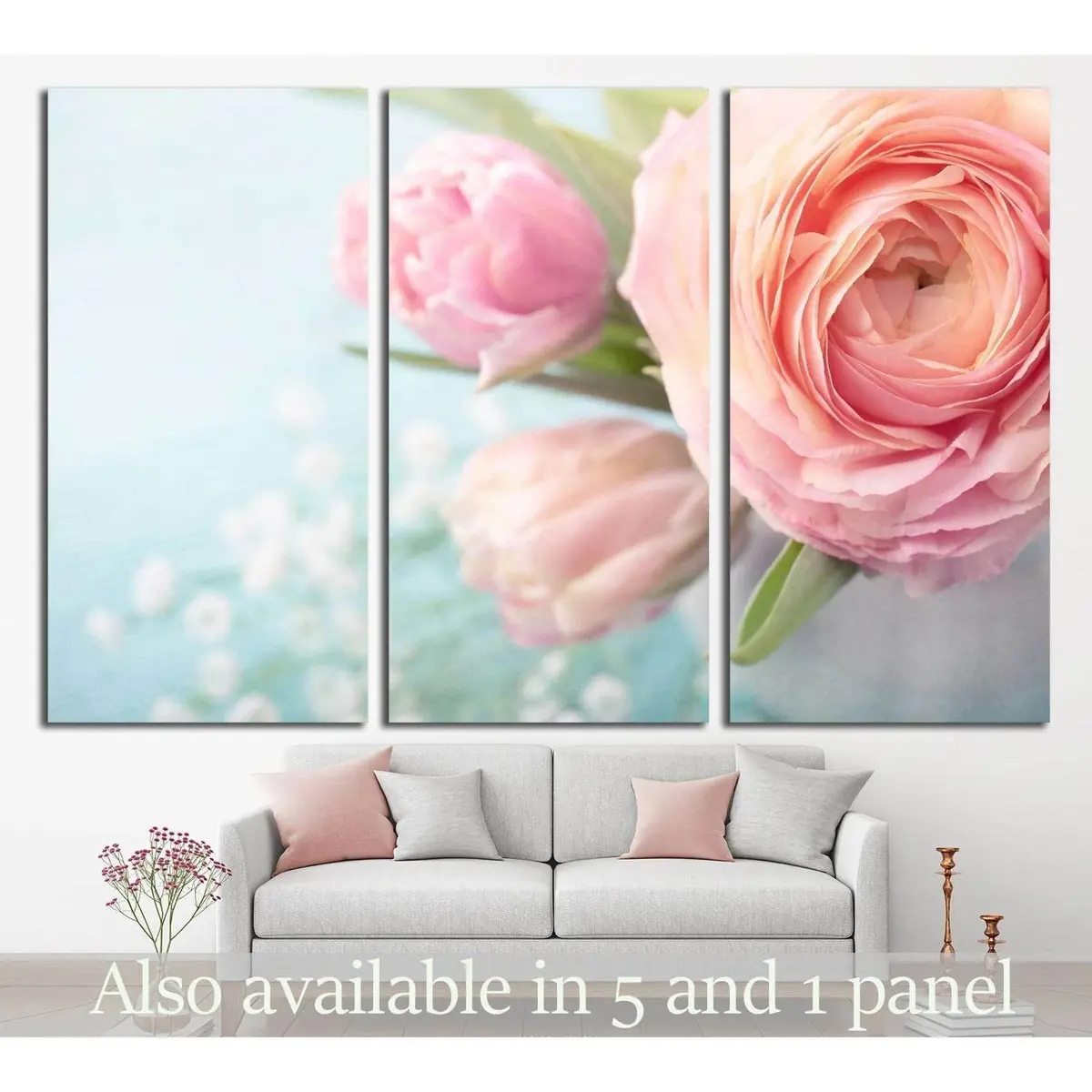 Pink Flowers In A Vase №1335 Ready To Hang Canvas Print 5