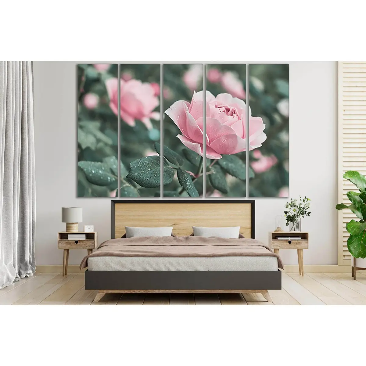 Premium Pink Roses Garden Canvas Art №SL711 – Ready-to-Hang Wall Decor - Image 3