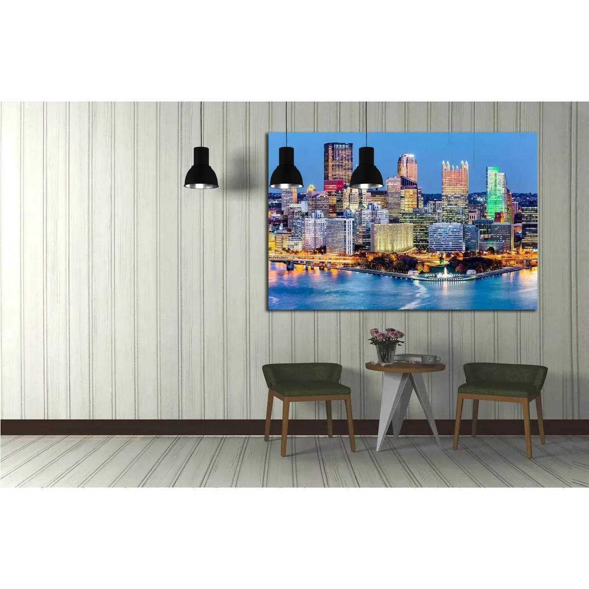 Pittsburgh, Monongahela And Ohio Rivers №1735 Ready To Hang Canvas Print 2