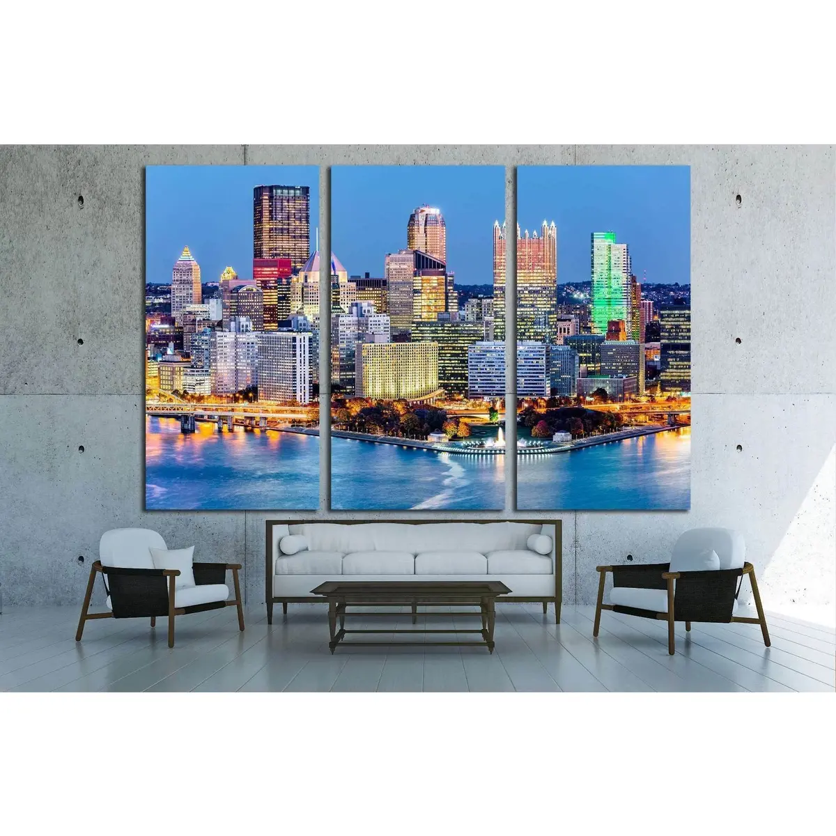 Pittsburgh, Monongahela And Ohio Rivers №1735 Ready To Hang Canvas Print 3