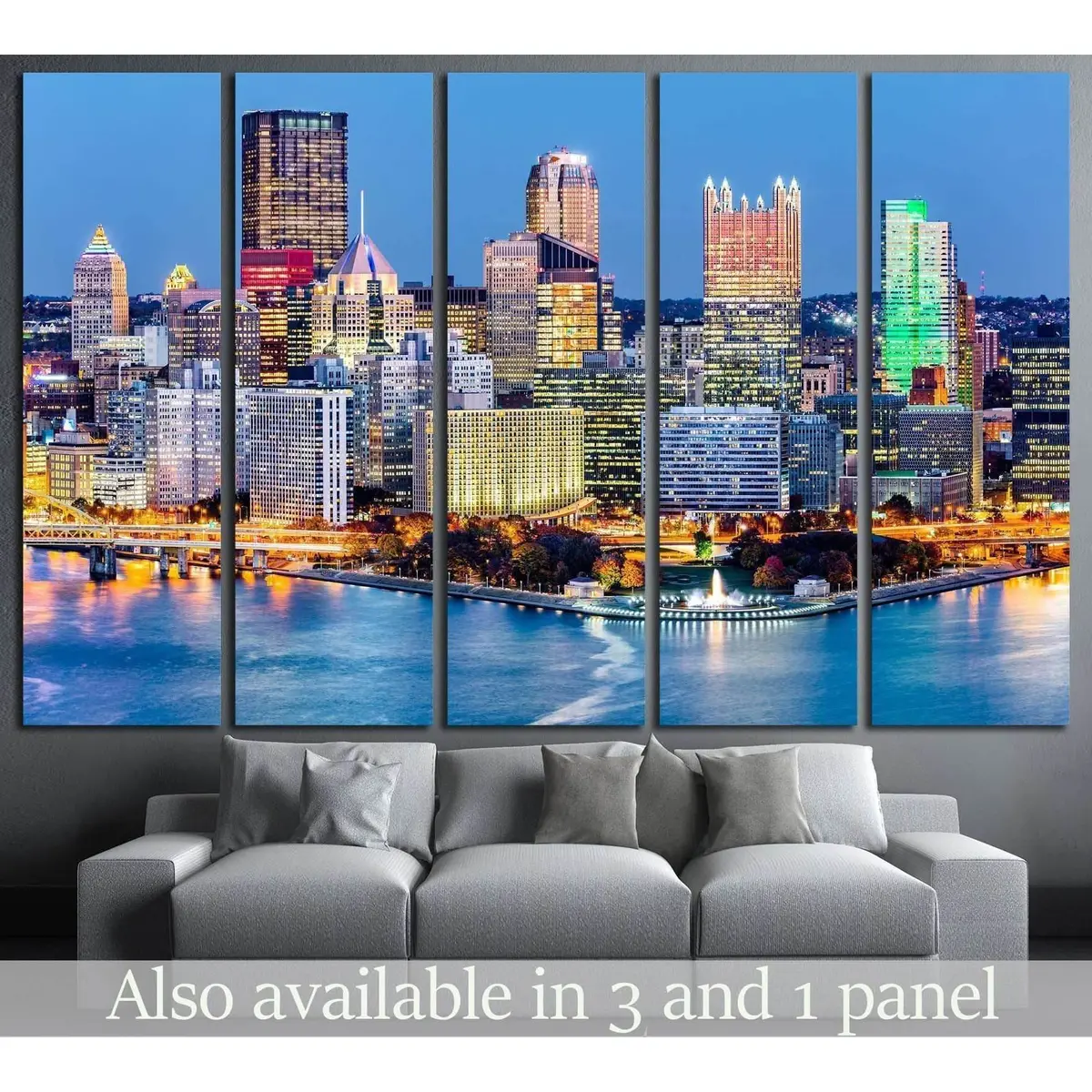Pittsburgh, Monongahela And Ohio Rivers №1735 Ready To Hang Canvas Print 1