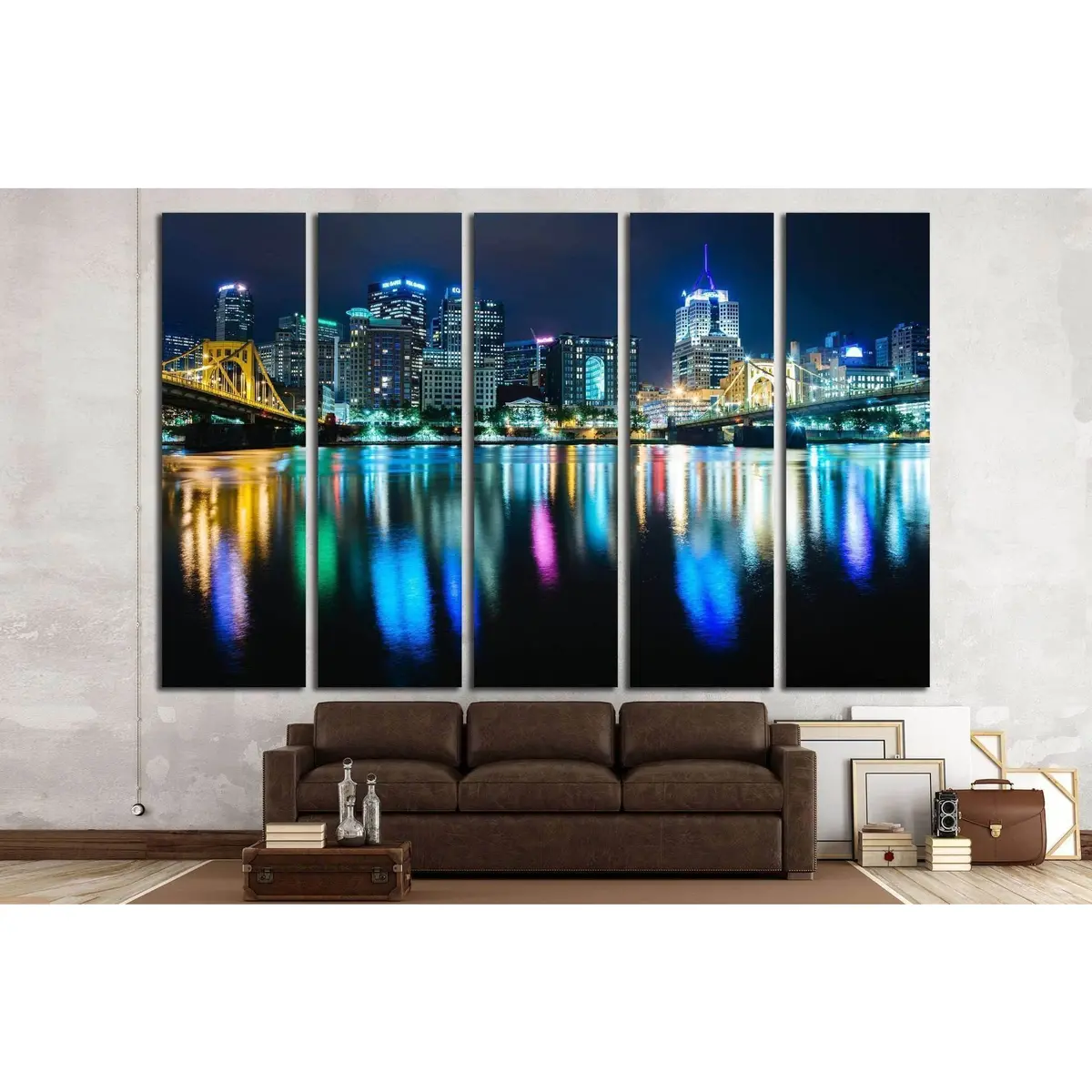 Pittsburgh Skyline Reflecting In The Allegheny River, Pennsylvania №1706 Ready To Hang Canvas Print 2