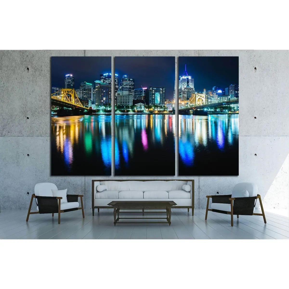 Pittsburgh Skyline Reflecting In The Allegheny River, Pennsylvania №1706 Ready To Hang Canvas Print 3